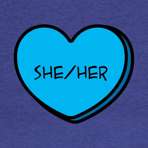 Pronoun She/Her Conversation Heart in Blue by Art Additive